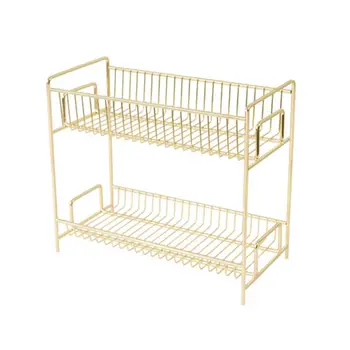 

2 Layers Iron Storage Rack Kitchen Spice Jar Bottle Seasoning Shelf Organizer 24BB