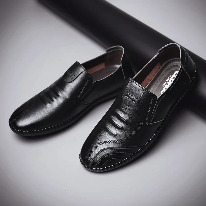 

Spring And Autumn New Style MEN'S Shoes Handmade Sewing MEN'S Casual Leather Shoes Soft Surface Foot Covering Youth Leather Shoe