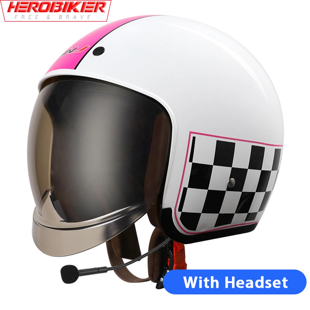 de motocicleta Retro para mujer, medio casco abierto, Vintage, para ciclismo, informal|Cascos| - AliExpress