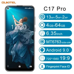 OUKITEL C17 Pro мобильный телефон, 4G + 64 ГБ, двойная 4G LTE, тройная камера, смартфон на Android 9,0, 6,35 дюймов, экран с глухим отверстием, Восьмиядерный телеф...