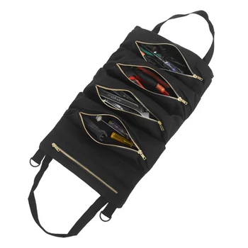 

Organizer Zipper Closure Canvas Foldable Interior Auto Large Capacity Storage Bag With Strap Tools Car Back Seat Hanging Roll Up