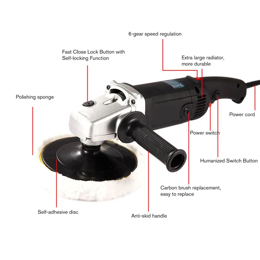 Электрическая Автомобильная мельница полировщик 3000 об/мин 6 Регулируемая скорость авто полировальная машина шлифовальный воск электроинструменты