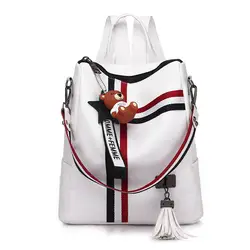 Корейский стиль рюкзак 2019 Новый стиль Pu контрастный цвет ленты женская сумка мода изысканный висячие украшения колледж школа Ba