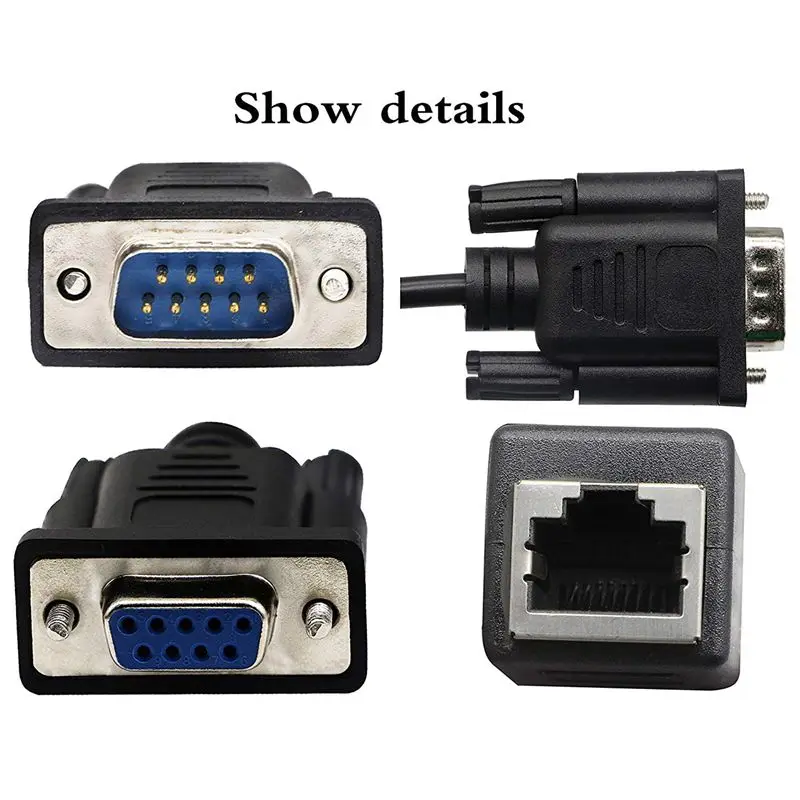 RJ45 для RS232 кабель, DB9 9-контактный последовательный Порты и разъёмы женский и мужской к RJ45 женский Cat5/6 Ethernet LAN консоли(18 см/7 дюймов) 2 шт. в упаковке