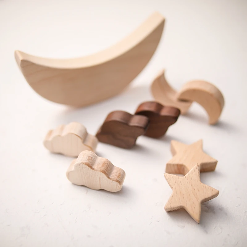 Tanio Drewniane zabawki Montessori dla dzieci gwiazdy księżyc sklep