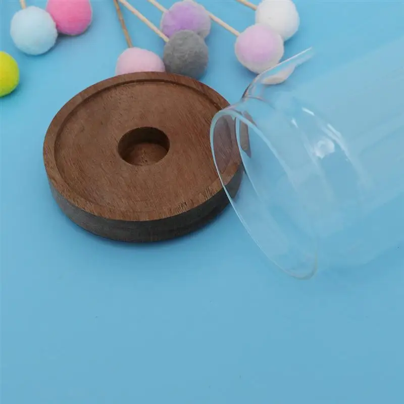 1700ML Wooden Lid Candy Jar High Borosilicate Transparent Glass Storage Tank Portable Food Grain Container(9x30.5cm
