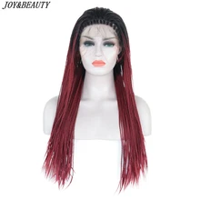 JOY& BEAUTY 2" омбре Бург 3x твист косы парик термостойкие синтетические кружева спереди парик для женщин