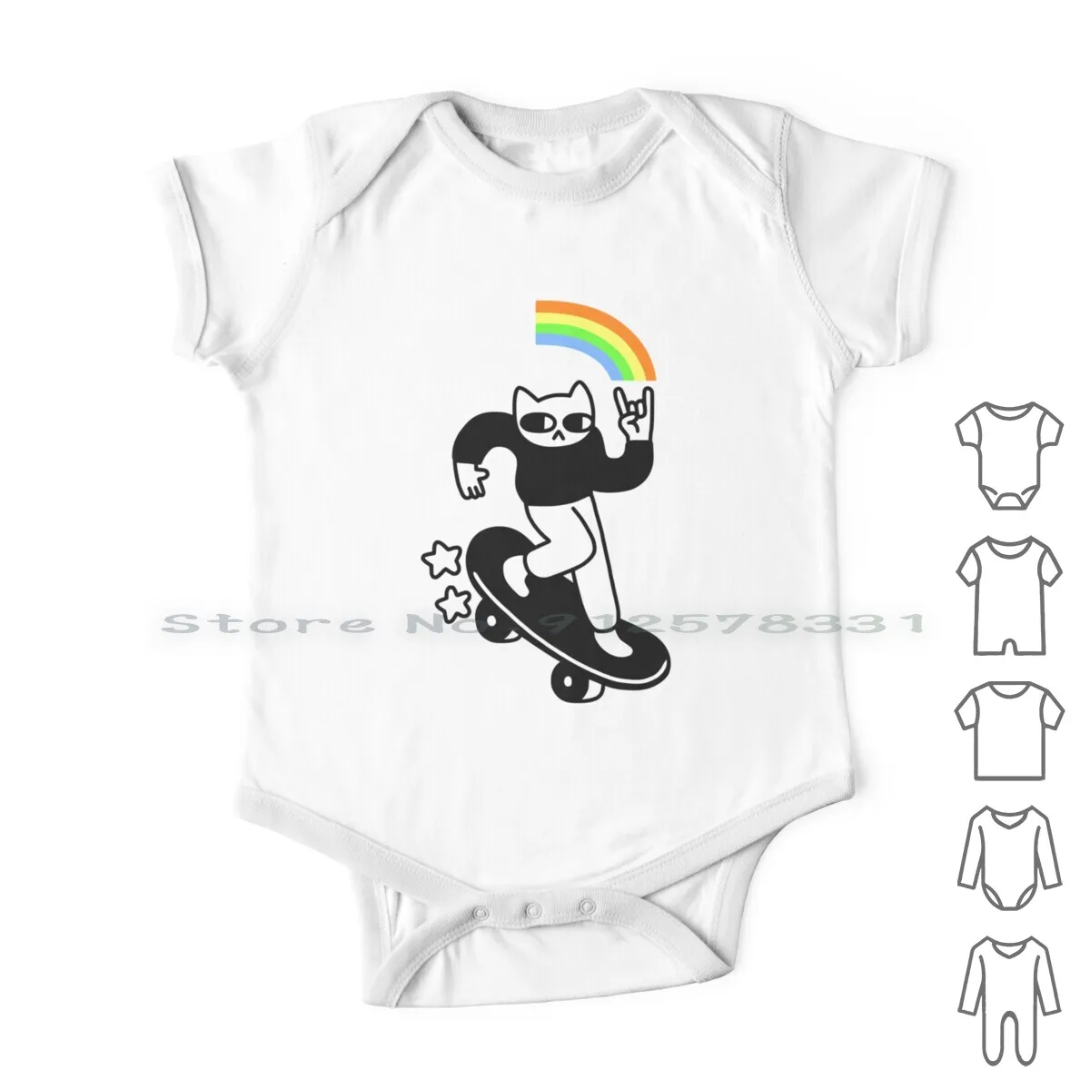 I Più Cool Cat Neonato Vestiti Pagliaccetti Tute Di Cotone Carino Skateboard Pattinaggio Arcobaleni Magical Cool Cool Cat Red