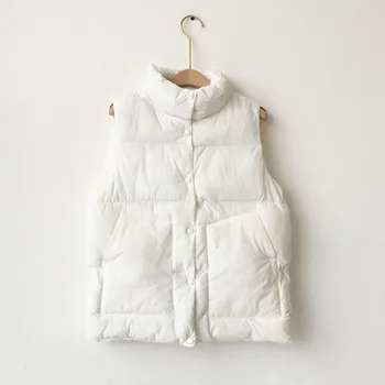 

Autumn Simple Wild Solid Color Thick Vest Korean Style Stand Collar Windproof Down Vest