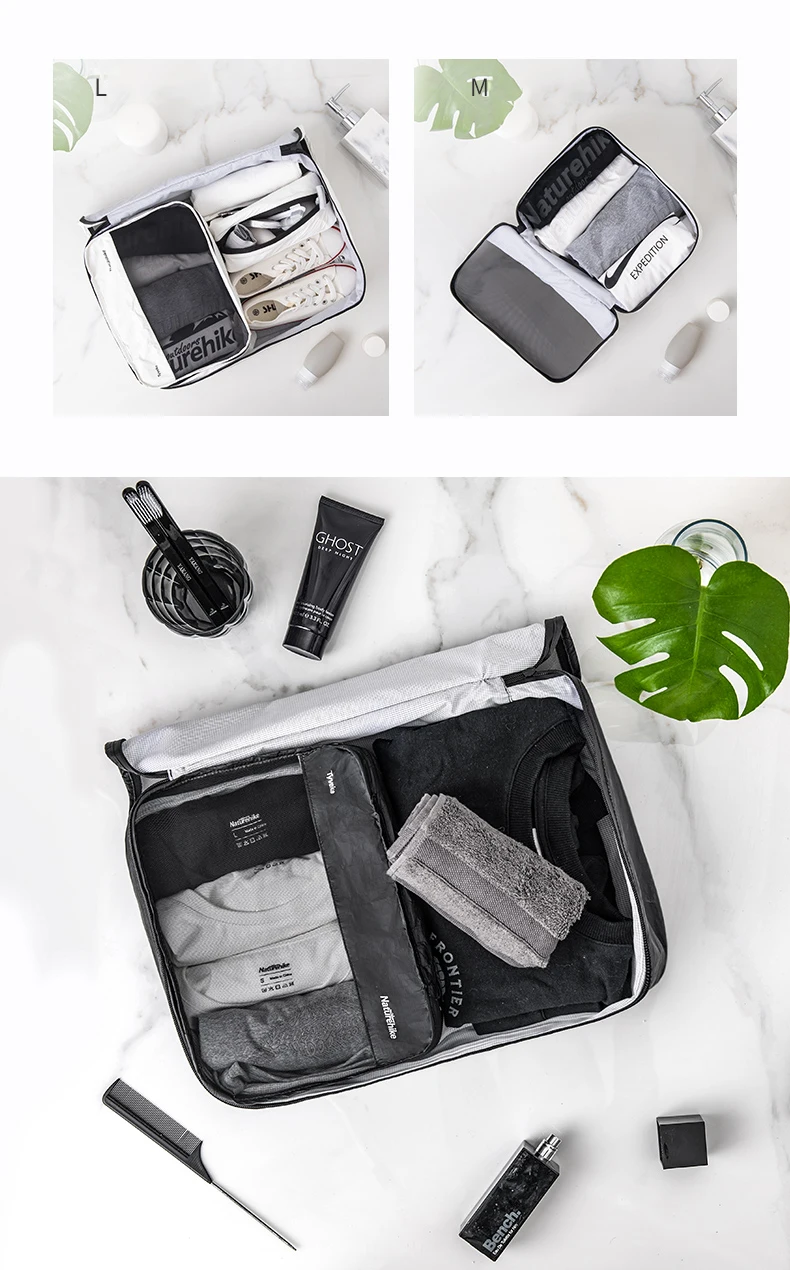 NatureHike 2-piece походные дорожные сумки для хранения многофункциональные сортировочные пакеты для одежды органайзер для багажа размер L + M