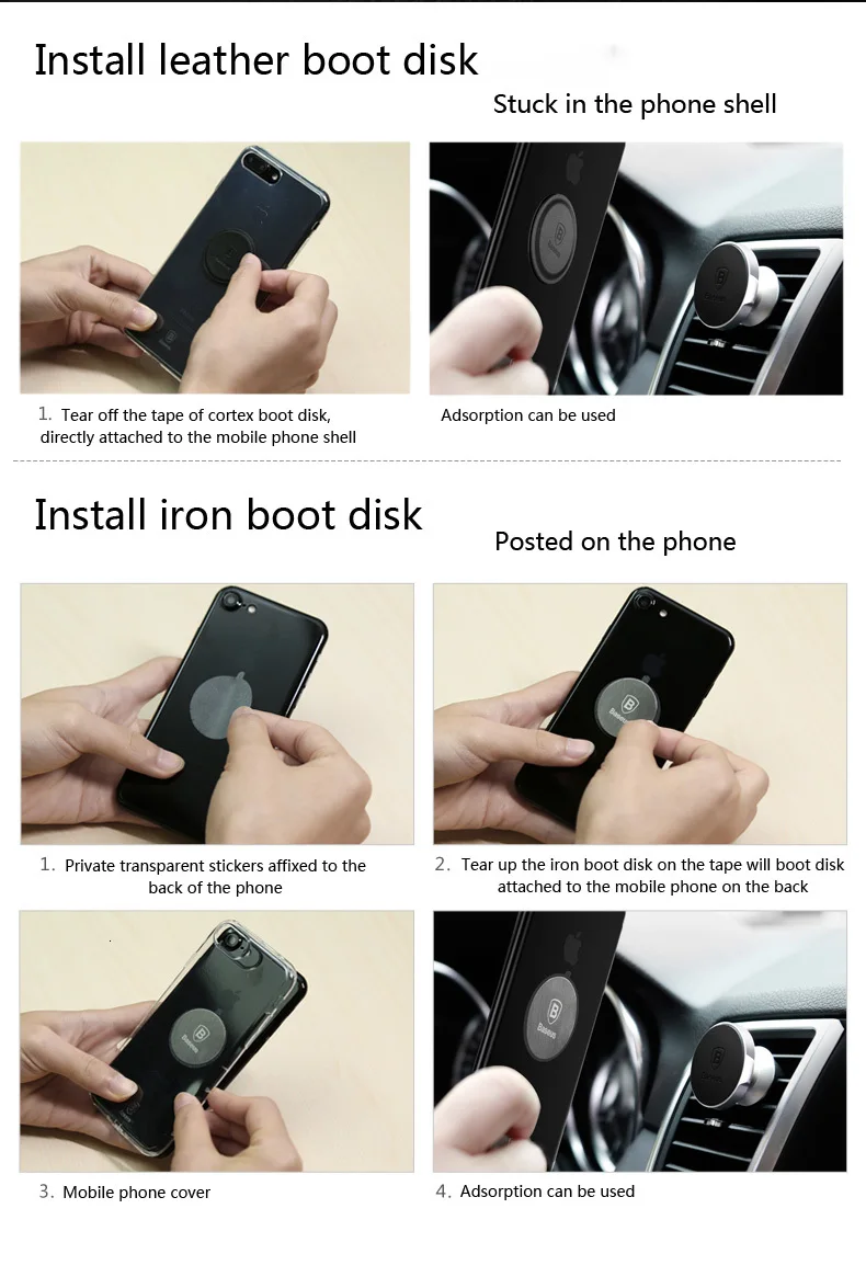 wooden phone holder Baseus Magnetic Disk For Car Phone Holder 2 pieces Metal & Leather Iron Sheets Plate Use  Magnet Mount Mobile Phone Holder Stand cell phone holder for desk