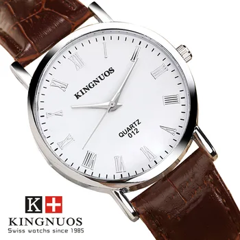 

KINGNUOS Top Brand Korean Fashion Leather Belt Male Clock Quartz Watch Roman Numerals Luminous Waterproof Wrist Watch Relogio