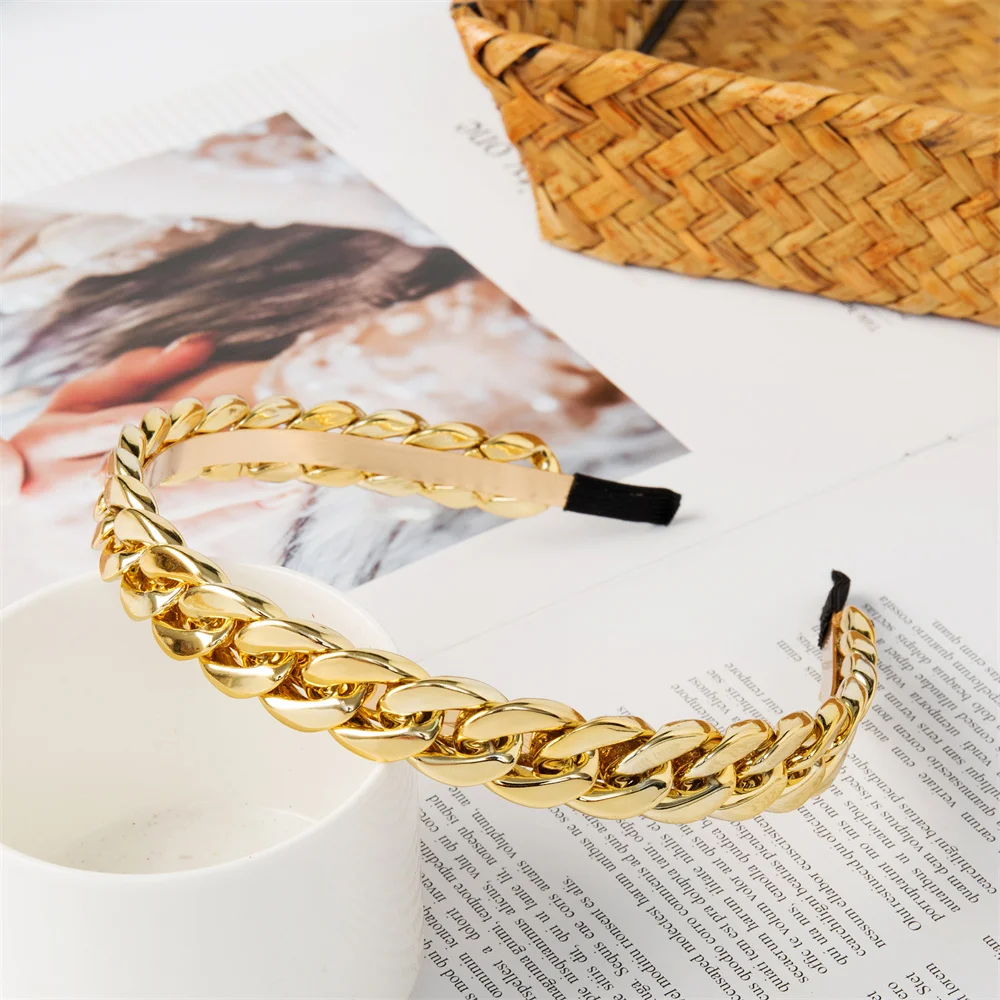 FORWOT Mode Ketten Stirnband Für Frauen Elastische Haarbänder Haar Hoop Headwraps Mädchen Haar Zubehör Metall Chic Haar Ornament – Detail 8
