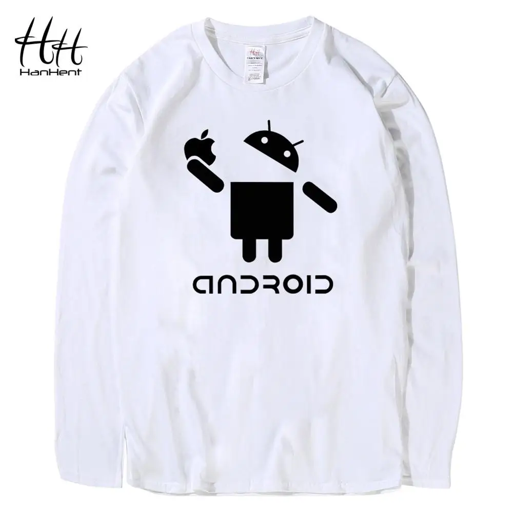 LT0303White HanHent Забавный дизайн футболка мужская бодибилдинг футболка с длинным рукавом полная Повседневная рубашка хлопковые топы Camiseta Hombre Manga Larga - Цвет: LT0303White
