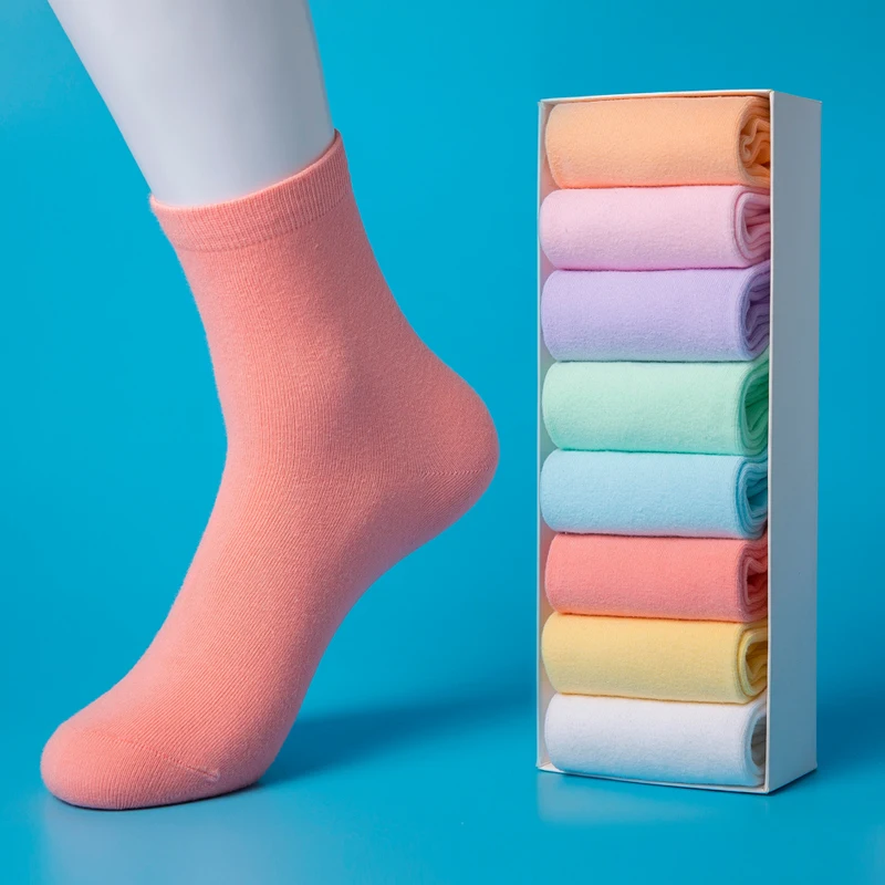8 пар женских носков, хлопковые носки для осени и зимы, женские носки из хлопка, дезодорант