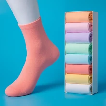8 пар женских носков, хлопковые носки для осени и зимы, женские носки из хлопка, дезодорант