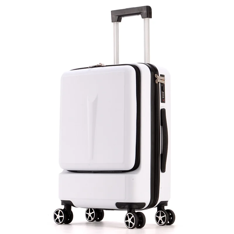 Креативный чемодан на колёсиках, чемодан на колесиках, Мужская тележка, Женская дорожная сумка на колесиках, 20 дюймов, кабина, пароль, багажник - Цвет: White