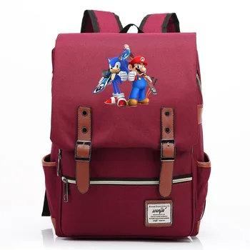 

20 Hot Mario Bros Sonic Vintage Laptop Backpack Women Bags Men Oxford Travel Backpacks Retro Casual Bag School Bags for Teenager