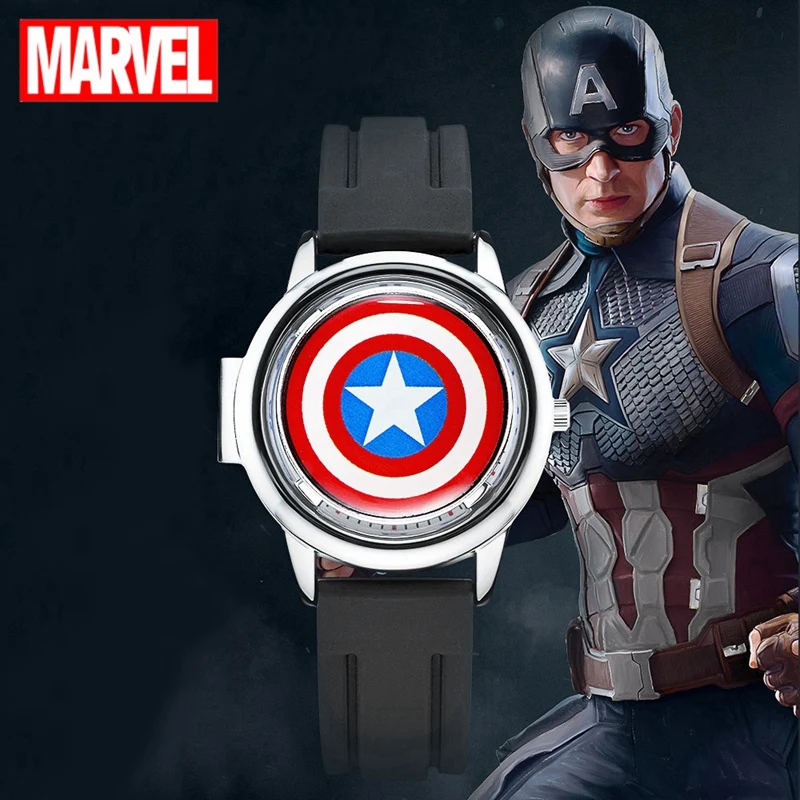 Marvel Disney Original The Avengers Captain America Spider Man Iron Cartoon  Quartz Wristwatch Rotatable Dial Flip Case Renovate|Children's Watches| -  AliExpress