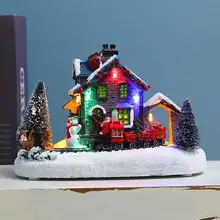 

2021 Christmas Candy House Led Light Christmas Decorations Lamp Luminous Resin Ornament for Tabletop Xmas New Year Gifts