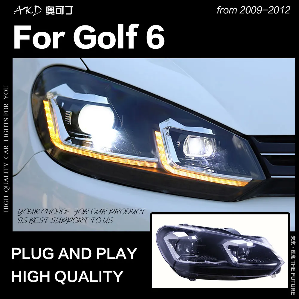 AKD автостайлинг фара для VW Golf 6 фары 2009-2012 светодиодный ная DRL сигнальная лампа Hid