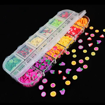 

1Set 12 Fruits Colourful Nail Glitter 3D Fashion Flakes Sparkly DIY Dazzling Paillette Nail Art Decorations Manicure Accessories