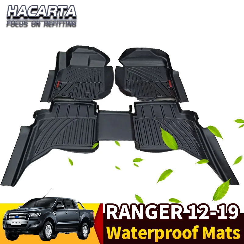  rubber rugs non slip TPE Waterproof Anti-dust Black Car Floor Mat Auto Interior Seat Cushion Front 