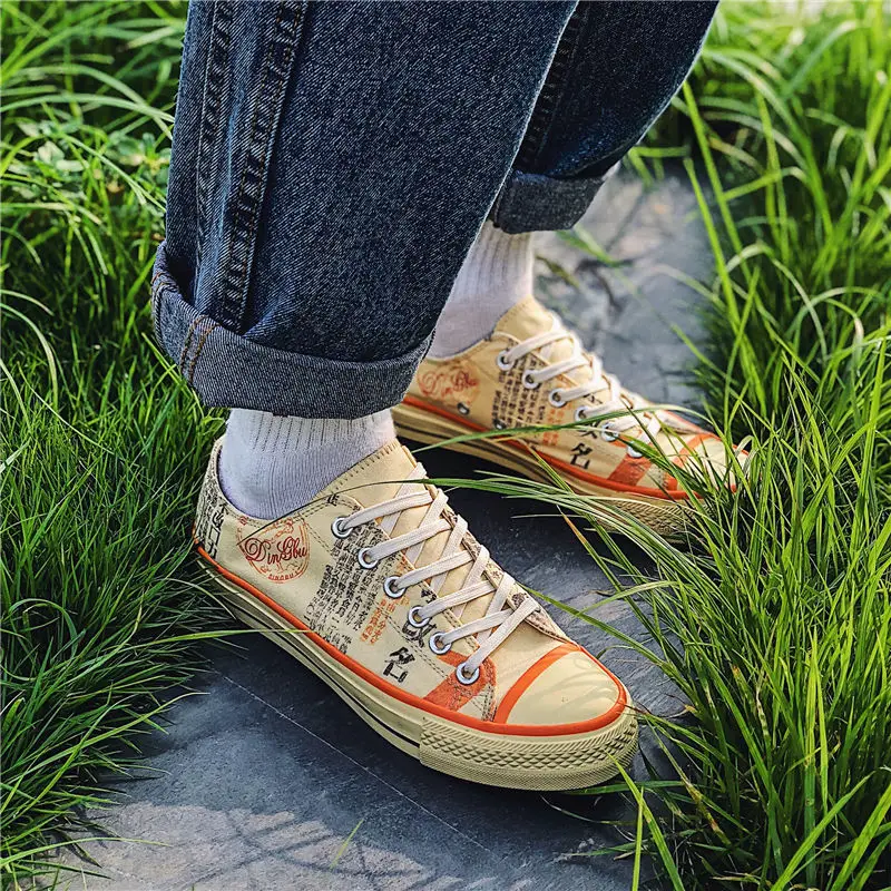 

2019 Summer New Style MEN'S Canvas Shoes Low Top Trend MEN'S SHOES Breathable Korean-style Character-Style Versatile Youth MEN'S