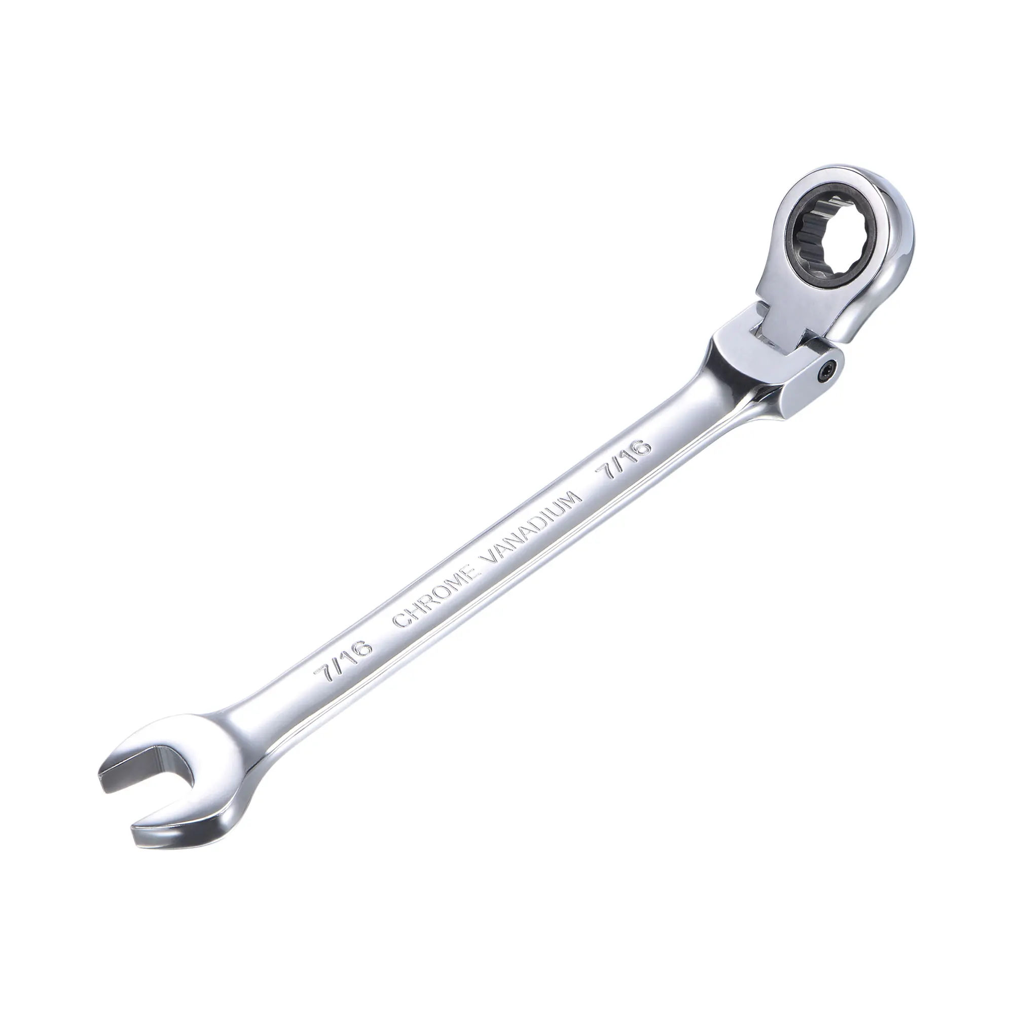 

7/16" Flex-Head Ratcheting Wrench Dual-use Ratchet Wrench Tool Repair Hand Tools Chrome Vanadium Steel Combination Ended Spanner