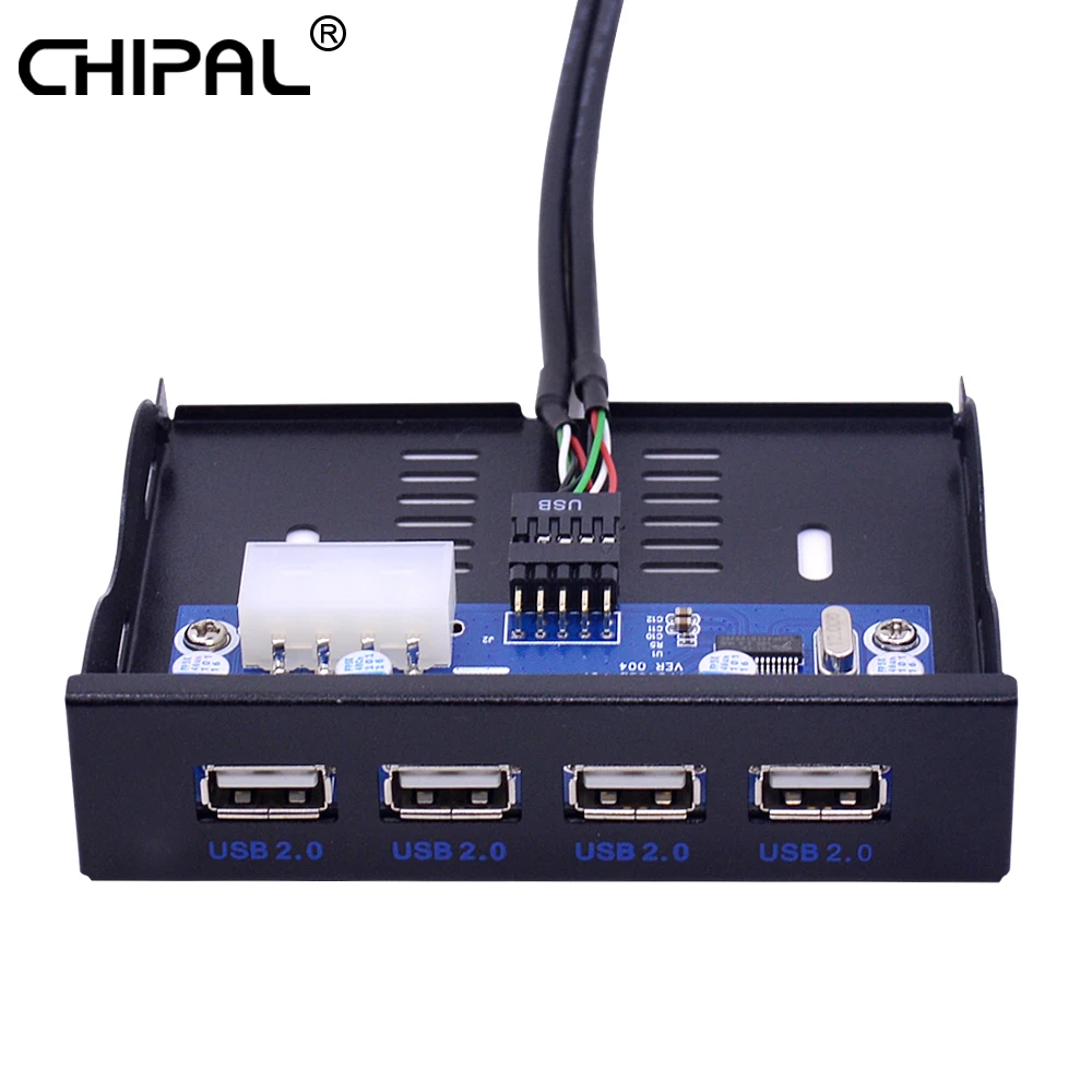 

CHIPAL 4 Ports USB 2.0 Hub Front Panel Expansion Adapter Connector PC Bracket with 10Pin Cable For Desktop 3.5 Inch Floppy Bay
