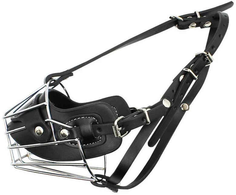 Dog Muzzle Benepaw Anti-bite Large Dog Muzzle Wire Basket Metal Mask Adjustable Leather Straps Mouth Cover