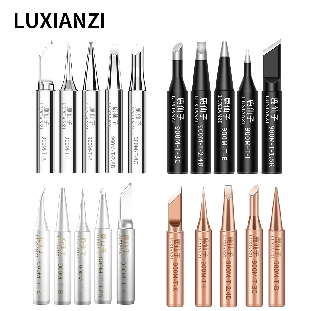 LUXIANZI 5PC 900M Soldering Iron Head Set I/B/K/2.4D/3C Copper Weding Tip For Solder Station Lead-free Electric Solder iron Tips soldering irons & stations