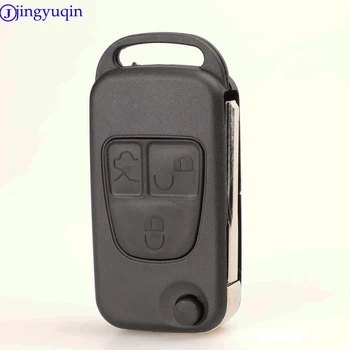 

jingyuqin Flip Remote Car Key Shell With HU64 Blade For Mercedes For Benz 3 Buttons Switchblade Fob ML SL S C
