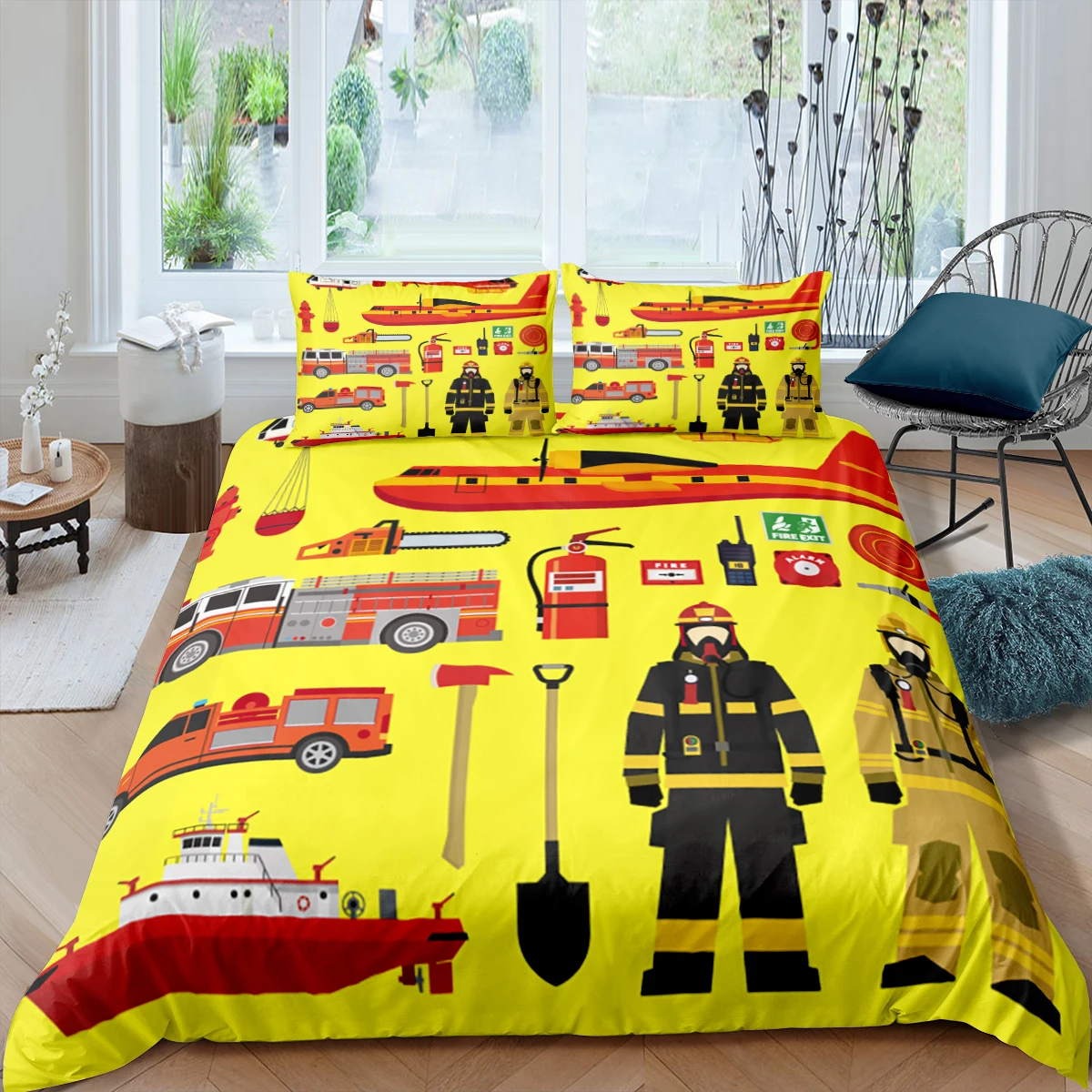

Home Living Luxury 3D Firemen Bedding Set Duvet Cover Pillowcase Kids Bedding Set Queen and King EU/US/AU/UK Size