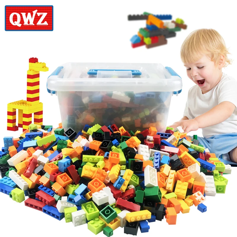 QWZ 250 1000 шт красочные строительные блоки кирпичи Дети творческие игрушки Фигурки