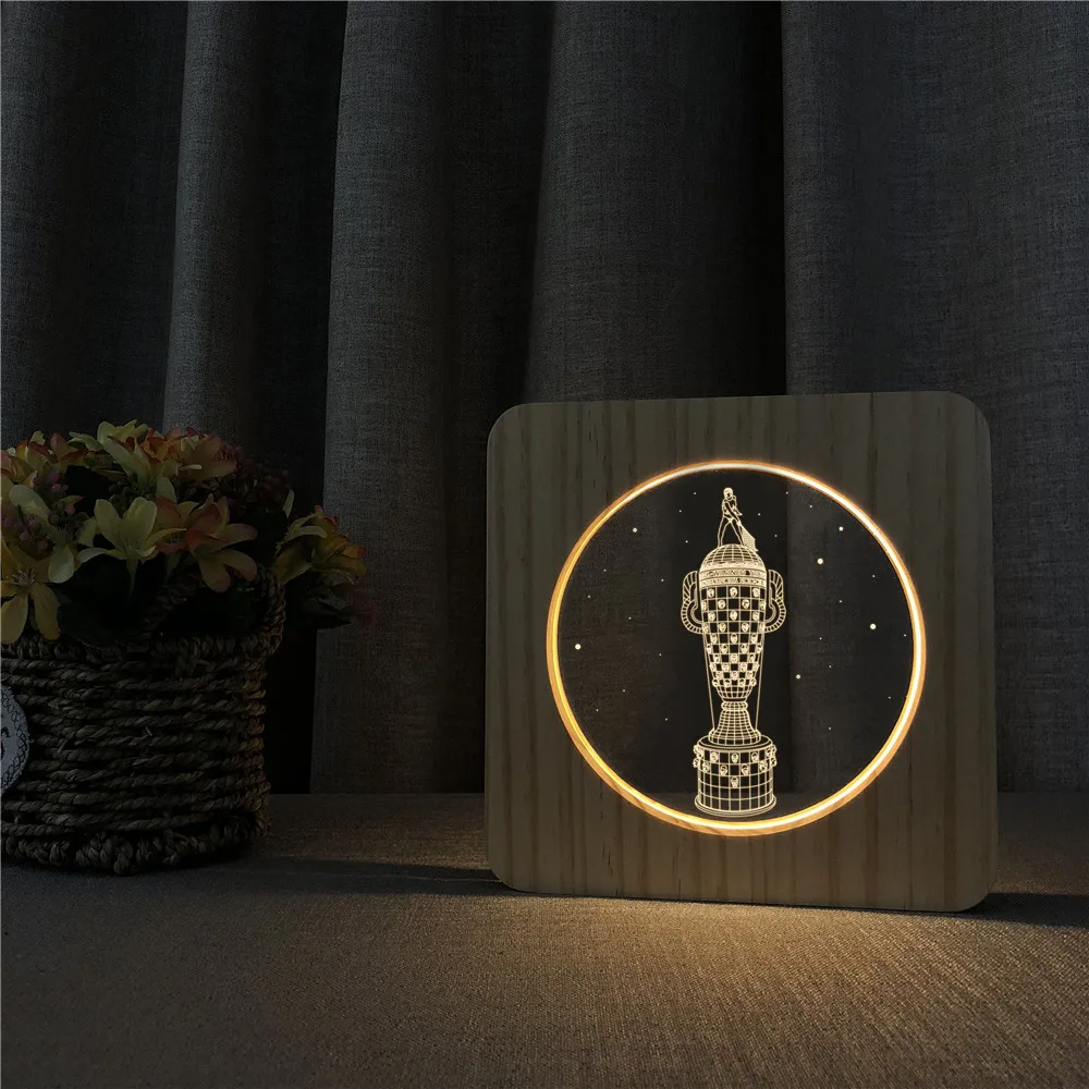 Trophy Cup 3D LED Arylic Night Lamp Table Light Switch Control Carving for Children's Room Decorate Dropshipping | Освещение