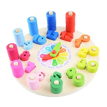 

Montessori Learning Clock Educational Toys Wooden Block Toy Geometric Shape Matching Early Education Teaching Aids Math Kid Toys