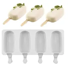Molde de silicona para helado de tamaño grande, 4 celdas, para polos, DIY para hacer helados, fruta y zumo, de postre, casero, con palos