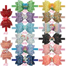 Стиль AliExpress детей тонкий лук порошок единорог лук лента для волос девушки Единорог Детская резинка для волос