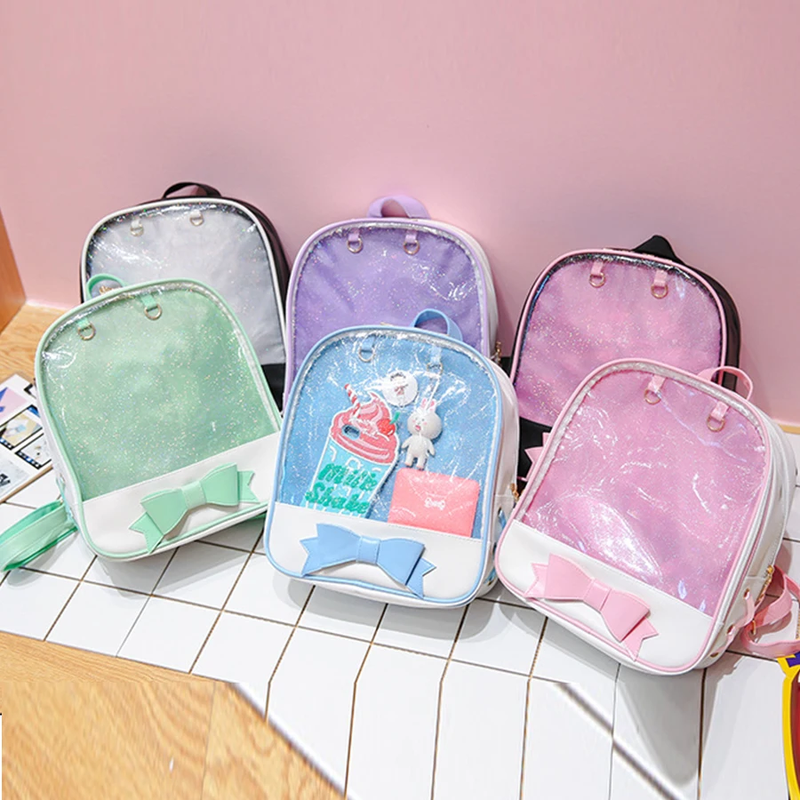 Claro transparente mochilas Harajuku Arco-Nudo de Itabags bolsas para la escuela adolescente chicas diseñador bolso Ita mochila Bolsa