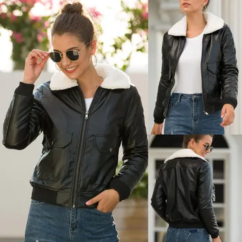 

Winter Leather Women Leather Jacket Zipper Hot Fall Imitation Coat Outwear Dropshipping free shipping Leisure fashion The New
