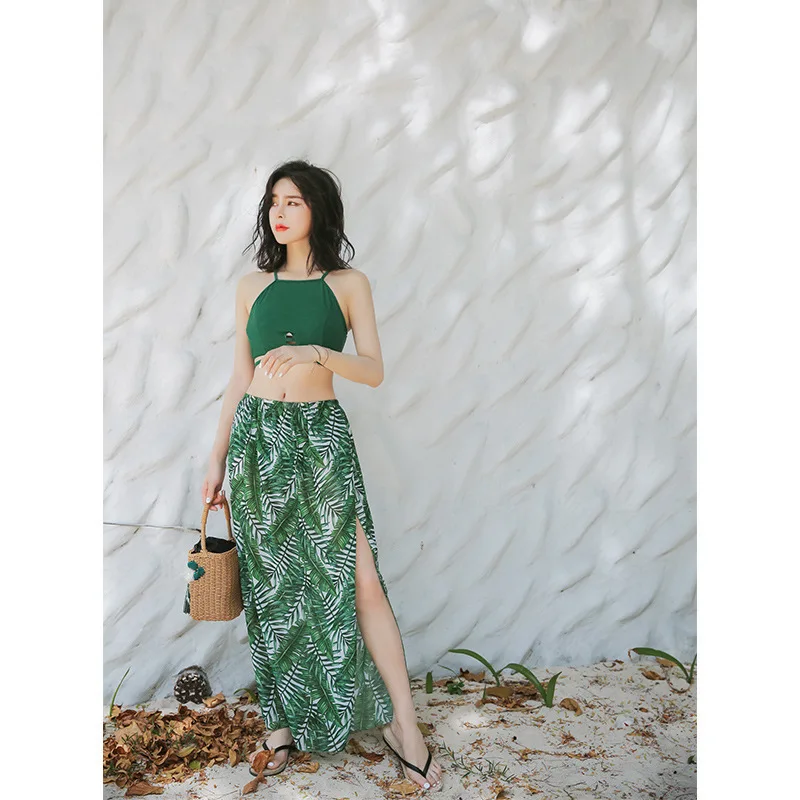 

New Style Korean-style Graceful Skirt Conservative Slimming Small Bust Gathering Split Type Three-piece Set Swimwear