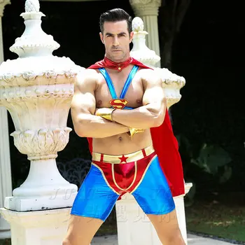 

Mens Cosply Superman Role Play Costume Outfit Sexy Lingerie