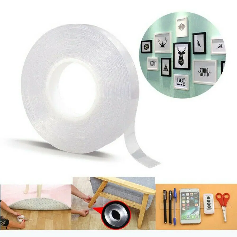 

Double-sided Grip Tape Traceless Washable Adhesive Tape Multifunctional Nano Invisible Gel Washable Removable Tapes Grip Sticker