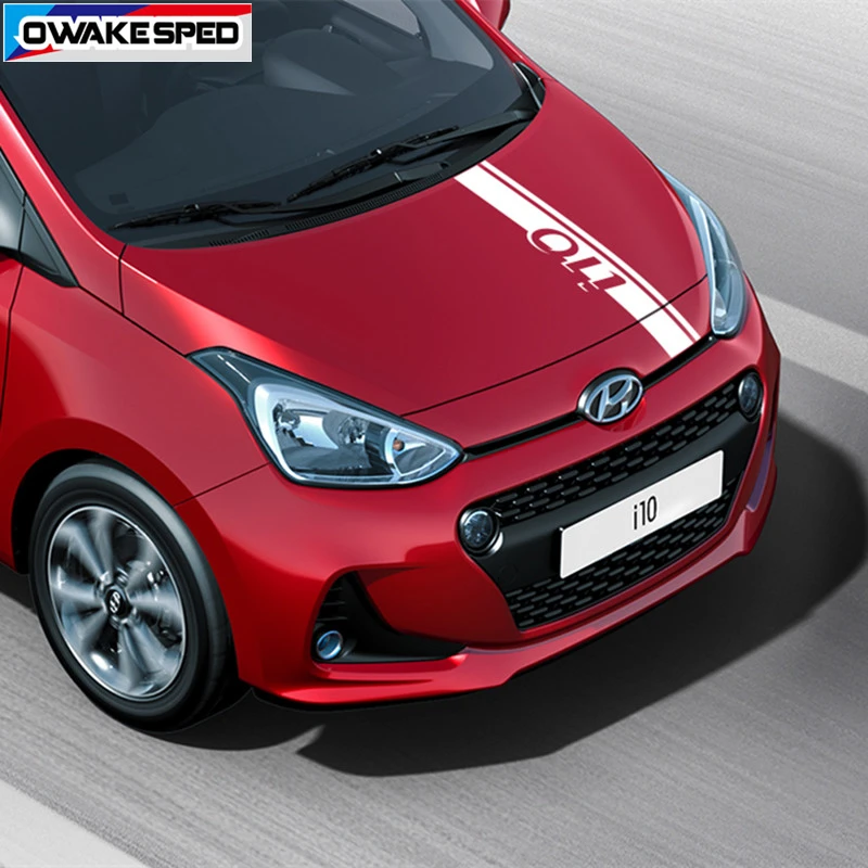 

Car Bonnet Sport Stripes For Hyundai i10 2010-2018 Racing Styling Auto Hood Engine Cover Customized Decals City Car Sticker