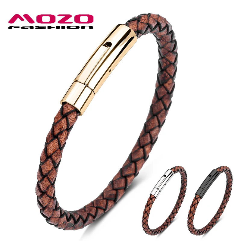 

MOZO FASHION 2020 Retro Women Charm Bracelets Genuine Leather Rope Braided Bracelet Classic Men Clothing accessories Jewelry 613