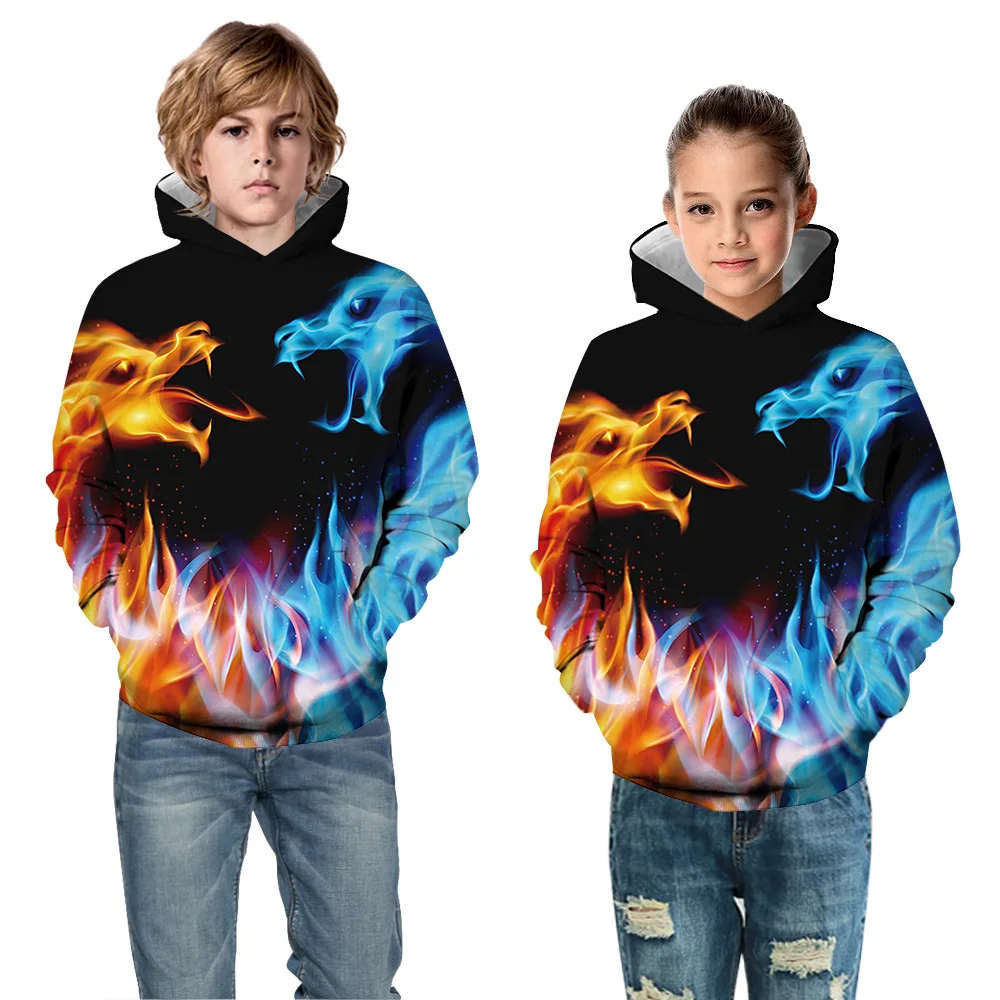 

Girl Boy Skull Sweatshirt Hoodies Autumn Teenagers Kids 3D Modis Dragon For Cosplay Sweat Moleton Roupa Infantil Menina Moletom
