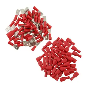 

100pcs Fully Female&Male Spade Terminals Crimp Connector Red 22-16AWG Replace