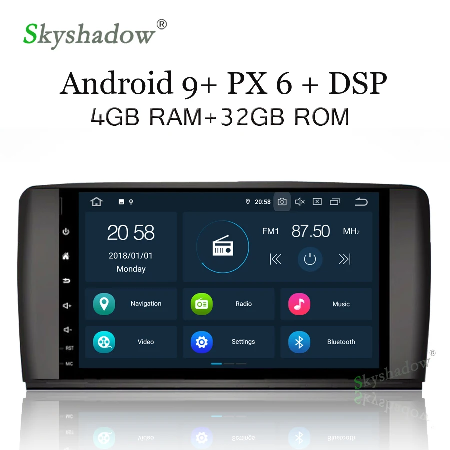 Top PX6 Android 9.0 4GB RAM Car Multimedia Player Radio navigation map video bluetooth For Benz R W251 R280, R300, R320, R350, R500 0