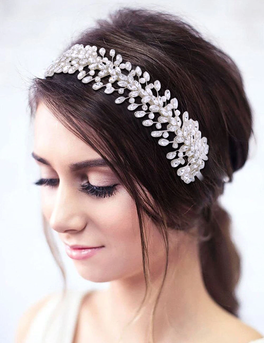 

HP351 Bride Hairband with Rhinestone and Pearl Wedding Bachelorette Party Woman Hair Accessories Girlfriend Gift